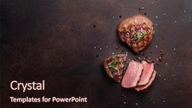  Presentation with analysis risk top view - Audience pleasing theme consisting of grilled fillet steaks top view backdrop and a wine colored foreground