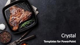  Presentation with bone - Audience pleasing PPT layouts consisting of grilled t-bone steak backdrop and a black colored foreground