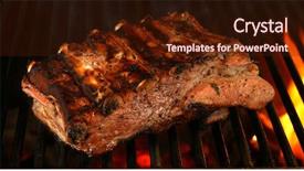  Presentation with ribs - Beautiful PPT theme featuring ribs on the grill backdrop and a wine colored foreground