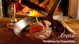  Presentation with steak - Slides with exploiting natural resources word cloud background and a wine colored foreground