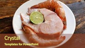  Presentation with population growth fish and shrimp - Beautiful PPT layouts featuring steaks with lemon large shrimp backdrop and a tawny brown colored foreground