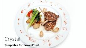  Presentation with steaks - Cool new presentation design with steaks-with-salad backdrop and a cool aqua colored foreground