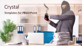  Presentation with gangster - Cool new PPT theme with steal - male gangster stealing information backdrop and a lemonade colored foreground