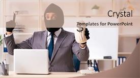  Presentation with gangster - Colorful presentation theme enhanced with steal - male gangster stealing information backdrop and a lemonade colored foreground