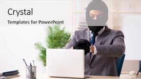  Presentation with gangster - Cool new slide set with steal - male gangster stealing information backdrop and a white colored foreground