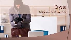  Presentation with gangster - Cool new PPT theme with steal - male gangster stealing information backdrop and a lemonade colored foreground