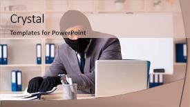  Presentation with gangster - PPT theme having steal - male gangster stealing information background and a lemonade colored foreground