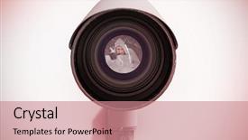  Presentation with cctv camera - Beautiful PPT theme featuring steal identity against cctv backdrop and a  colored foreground