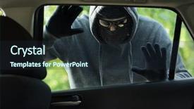  Presentation with crime - Beautiful presentation design featuring stealing bag from the car backdrop and a wine colored foreground