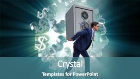  Presentation with bank merger - PPT layouts having stealing metal safe from bank background and a teal colored foreground