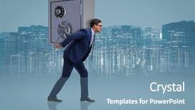  Presentation with safe - PPT theme featuring stealing metal safe from bank background and a teal colored foreground