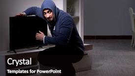  Presentation with apartment - Colorful slide deck enhanced with stealing tv from apartment house backdrop and a  colored foreground