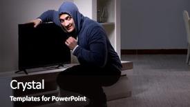  Presentation with apartment - PPT theme consisting of stealing tv from apartment house background and a  colored foreground