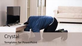  Presentation with house - Colorful PPT theme enhanced with stealing tv set from house backdrop and a  colored foreground