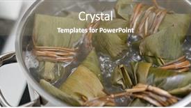  Presentation with dumpling - Presentation design with steam boat - cooking with rice dumpling background and a coral colored foreground