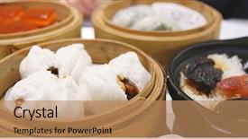  Presentation with chinese restaurant - Amazing slide set having steam bun in chinese restaurant backdrop and a coral colored foreground
