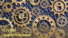  Presentation with steampunk - PPT theme featuring steam energy - steampunk mechanical cogs gears wheels background and a tawny brown colored foreground