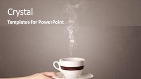  Presentation with hand holding puzzle piece - Amazing slide set having steam energy - young female hand holding steaming backdrop and a  colored foreground