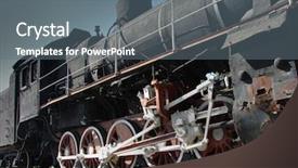  Presentation with engine - Cool new presentation design with steam engine locomotive backdrop and a gray colored foreground