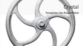  Presentation with engine - Presentation theme enhanced with steam engine valve wheel isolated background and a white colored foreground