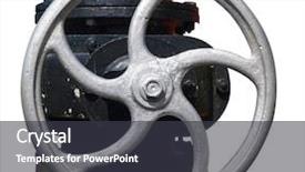 Presentation with steam - Cool new presentation with steam engine valve wheel isolated backdrop and a dark gray colored foreground
