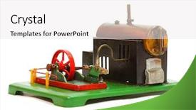  Presentation with 19th century - Audience pleasing presentation theme consisting of steam engine vintage metal toy backdrop and a white colored foreground