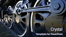  Presentation with steam train - Beautiful slide deck featuring steam engines - big train wheels backdrop and a wine colored foreground