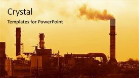  Presentation with polluted - Colorful PPT layouts enhanced with steam engines - industrial factory and polluted sky backdrop and a blonde colored foreground