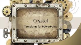  Presentation with stylized - Slide deck consisting of steam engines - stylized mechanical collage background background and a coral colored foreground