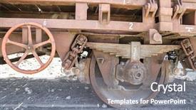  Presentation with train - Presentation theme with steam engines - wheels old freight train metal background and a gray colored foreground