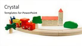  Presentation with railway - Amazing presentation theme having steam engines trains - wooden railway over white backdrop and a cream colored foreground