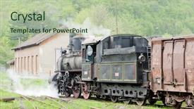  Presentation with steam train - Theme featuring steam freight train 126 014 background and a mint green colored foreground