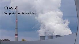 Presentation with steam generator - Slide set enhanced with steam generator - smoking chimney power plant background and a light blue colored foreground
