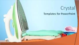  Presentation with steam - Colorful PPT theme enhanced with laundry powerplugs - steam iron with clothes backdrop and a white colored foreground