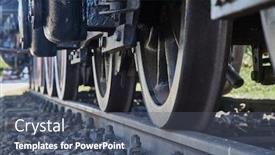  Presentation with steam - Presentation theme having steam locomotive detail with cranks and wheels background and a gray colored foreground