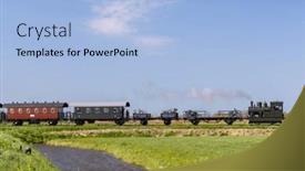  Presentation with steam - PPT theme having steam-locomotive-hoorn-medemblik-noord and a light blue colored foreground