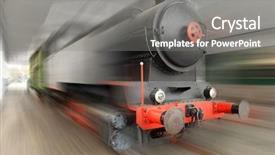  Presentation with railroad - Cool new slides with steam locomotive on a railroad backdrop and a gray colored foreground