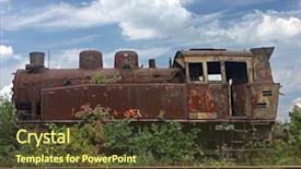  Presentation with steam - Colorful PPT layouts enhanced with steam locomotive wreck backdrop and a tawny brown colored foreground
