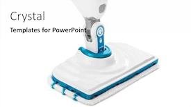  Presentation with steam - Amazing presentation theme having steam mop cleaner isolated on white background backdrop and a white colored foreground
