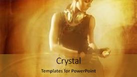  Presentation with steam - Presentation having steam punk girl against abstract background and a gold colored foreground