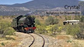  Presentation with steam train - PPT theme having steam-train-coming-around background and a teal colored foreground