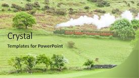  Presentation with steam train - Colorful presentation design enhanced with steam train talyllyn railway wales backdrop and a yellow colored foreground