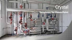  Presentation with turbine - Audience pleasing PPT layouts consisting of steam turbine - heating facility pipes and tubes backdrop and a gray colored foreground