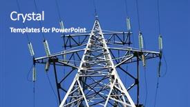  Presentation with power lines - PPT layouts enhanced with steam turbine - high power lines background and a ocean colored foreground