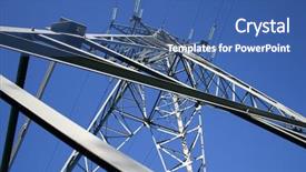  Presentation with steam turbine - PPT theme with steam turbine - high power lines background and a ocean colored foreground