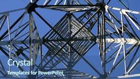  Presentation with power lines - Amazing slide deck having steam turbine - high power lines backdrop and a ocean colored foreground