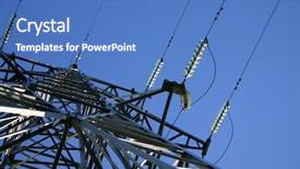  Presentation with power lines - PPT theme consisting of steam turbine - high power lines background and a teal colored foreground