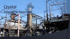  Presentation with steam turbine - Colorful theme enhanced with steam turbine - old power plant backdrop and a light blue colored foreground