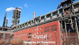  Presentation with power plant - Audience pleasing PPT theme consisting of steam turbine - old power plant backdrop and a coral colored foreground