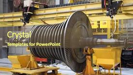  Presentation with steam turbine - Slide set having steam turbine being worked background and a tawny brown colored foreground